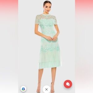 Mac Duggal A35147 - Illusion Short Sleeve Embroidered Evening Dress